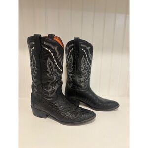 Dan Post Mens Black Caiman Alligator Leather‎ Western Cowboy Boots Size 9.5
